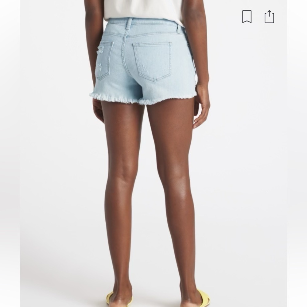 Willa Mid rise distressed Fray Hem Denim Short in Light Blue wash - Picture 3 of 10